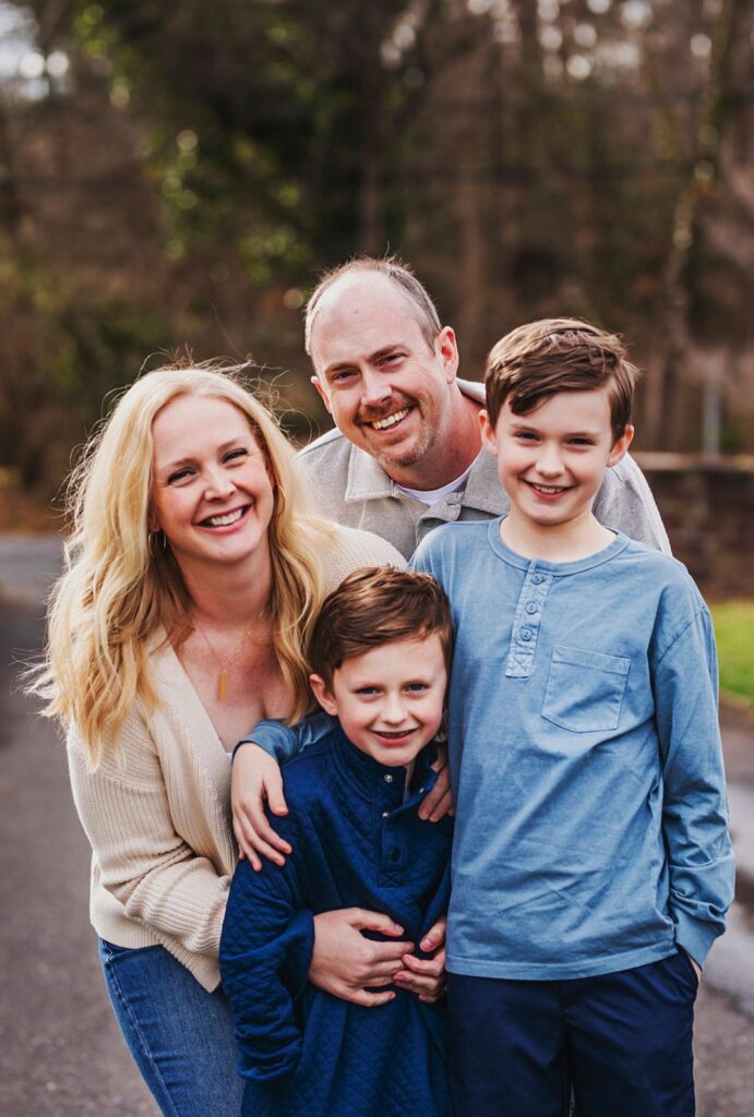 Family portrait outdoors.